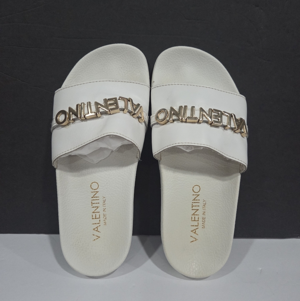 Valentino White Slide Sandals Sz.37